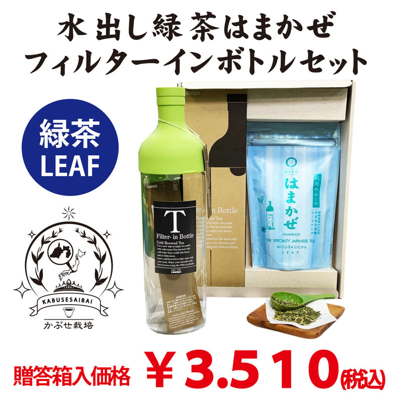 ギフト用贈答箱入　【静岡森産】 水出し緑茶「はまかぜ」160g詰＆水出しフィルターインボトルセット