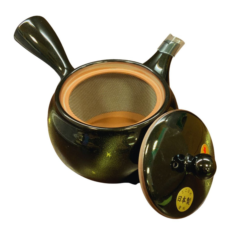 Tokoname Obi Ami teapot black glaze star pattern 390ml