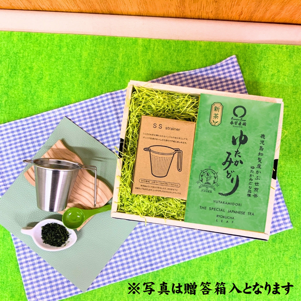 限定特別価格　新茶セット「新茶ゆたかみどり＆手付きスーパーステンレスフィルター」セット