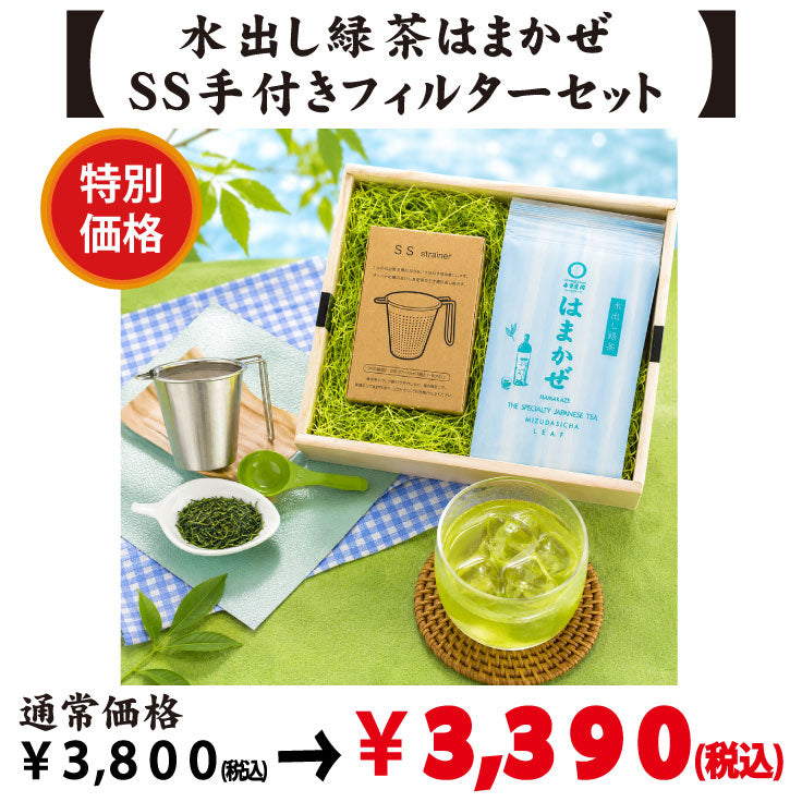 特別価格【静岡森産】水出し緑茶「はまかぜ」＆SS手付きフィルターセット　※ネコポス便不可