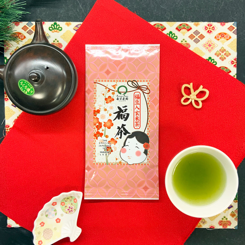 [Yabukita variety from Kikugawa, Kakegawa, Shizuoka] Brown rice tea with lucky beans called "Fukucha" 70g packed