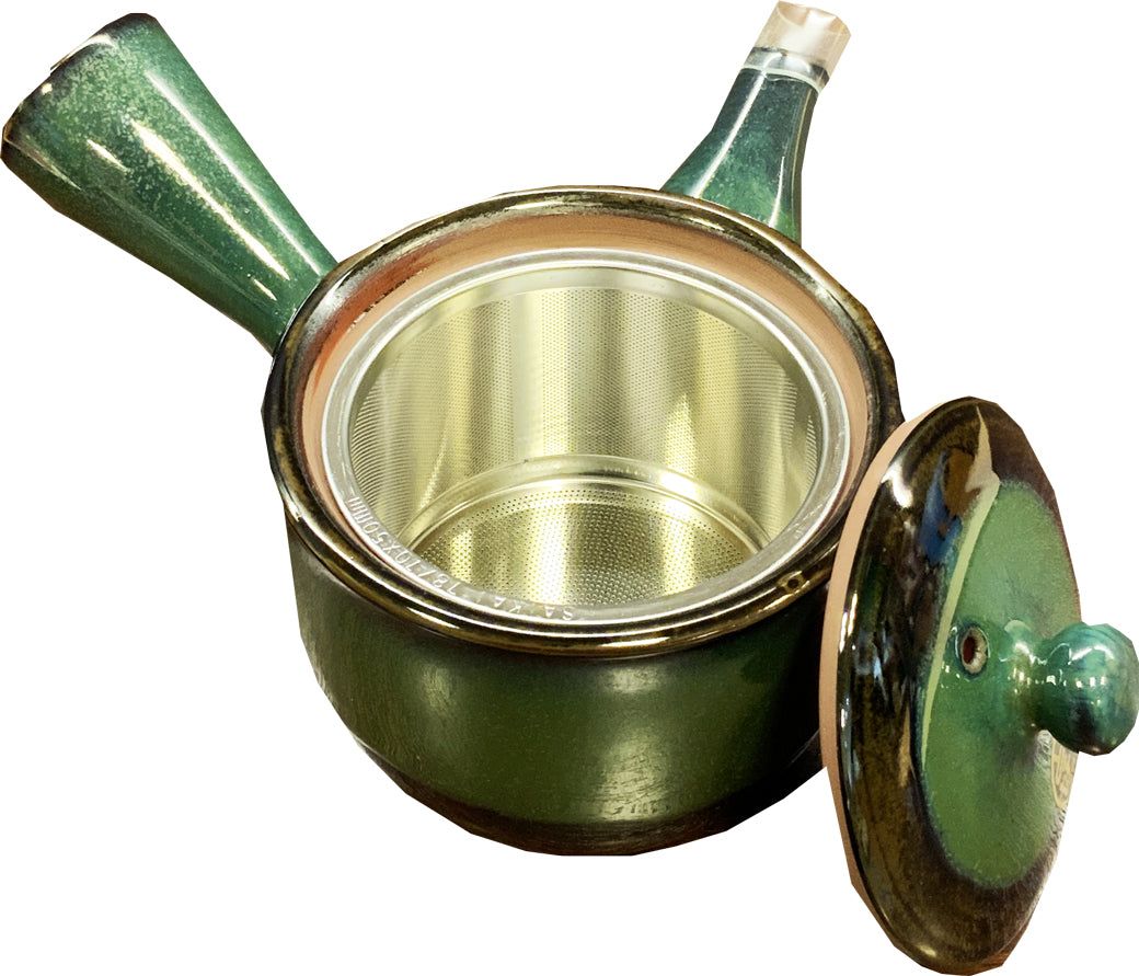 Tokoname ware teapot with stainless steel filter green sea cucumber 320ml co-morning glory