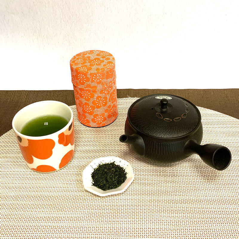 Tokoname ware Hokuryu black diagonal cut potter's wheel obi teapot 320ml