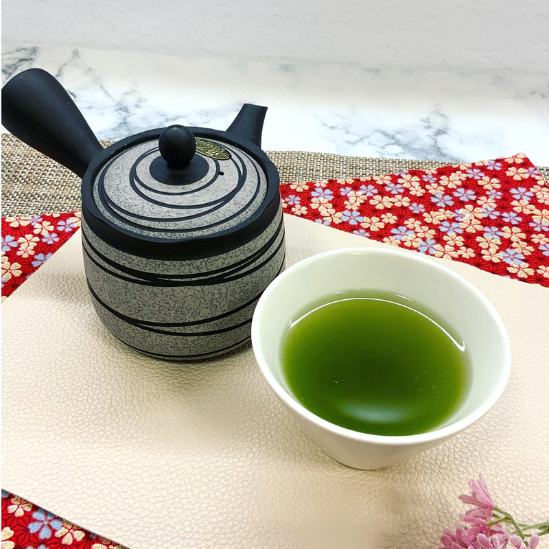 常滑焼帯アミ急須 白変り千段 黒410ml