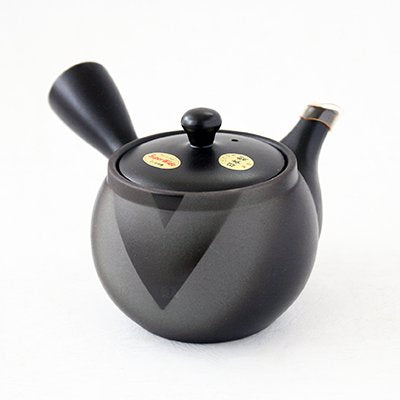 Tokoname ware black clay V-shaped pattern obi net teapot 600ml
