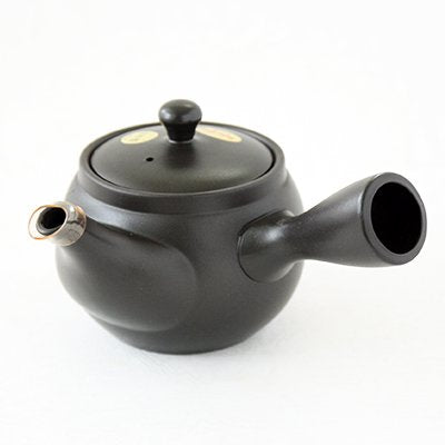 Tokoname ware black clay V-shaped pattern obi net teapot 600ml
