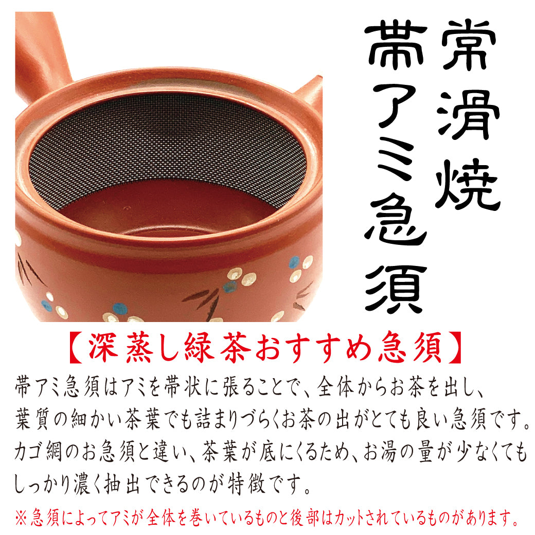 常滑焼 朱泥トチリ 帯アミ急須 340ml