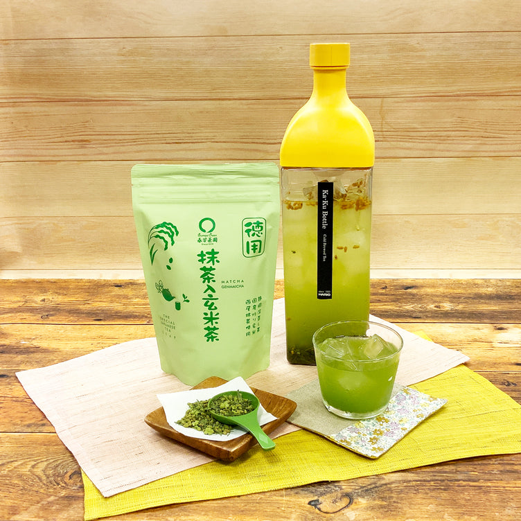 Regular price [3618 yen including tax] Kirk bottle & [Shizuoka Makinohara] Economical 200g set of green rice tea with matcha