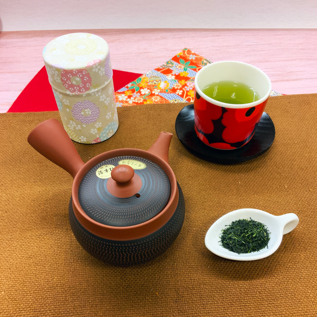常滑焼 朱泥トチリ 帯アミ急須 340ml