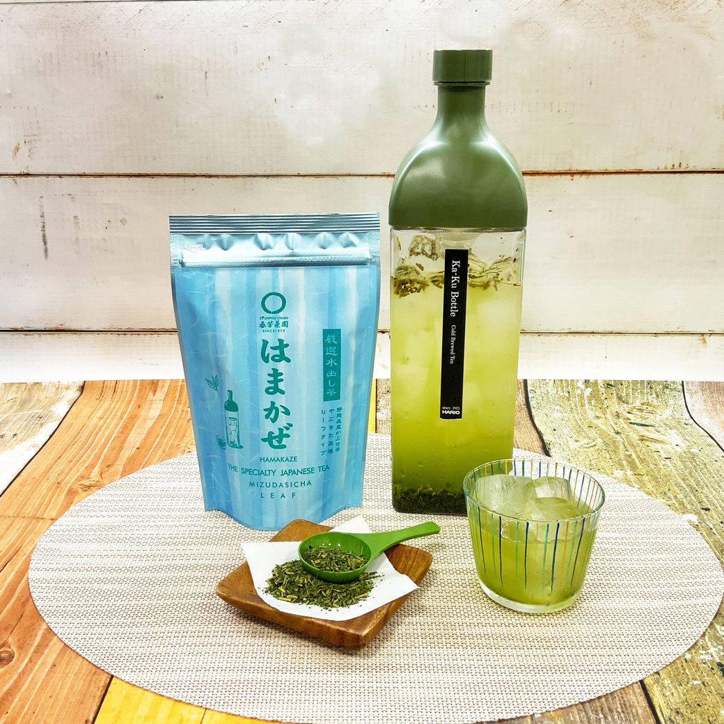 Regular price [3950 yen including tax] Kirk bottle & [Mori Shizuoka] Cold brew green tea ``Hamakaze'' 160g packed